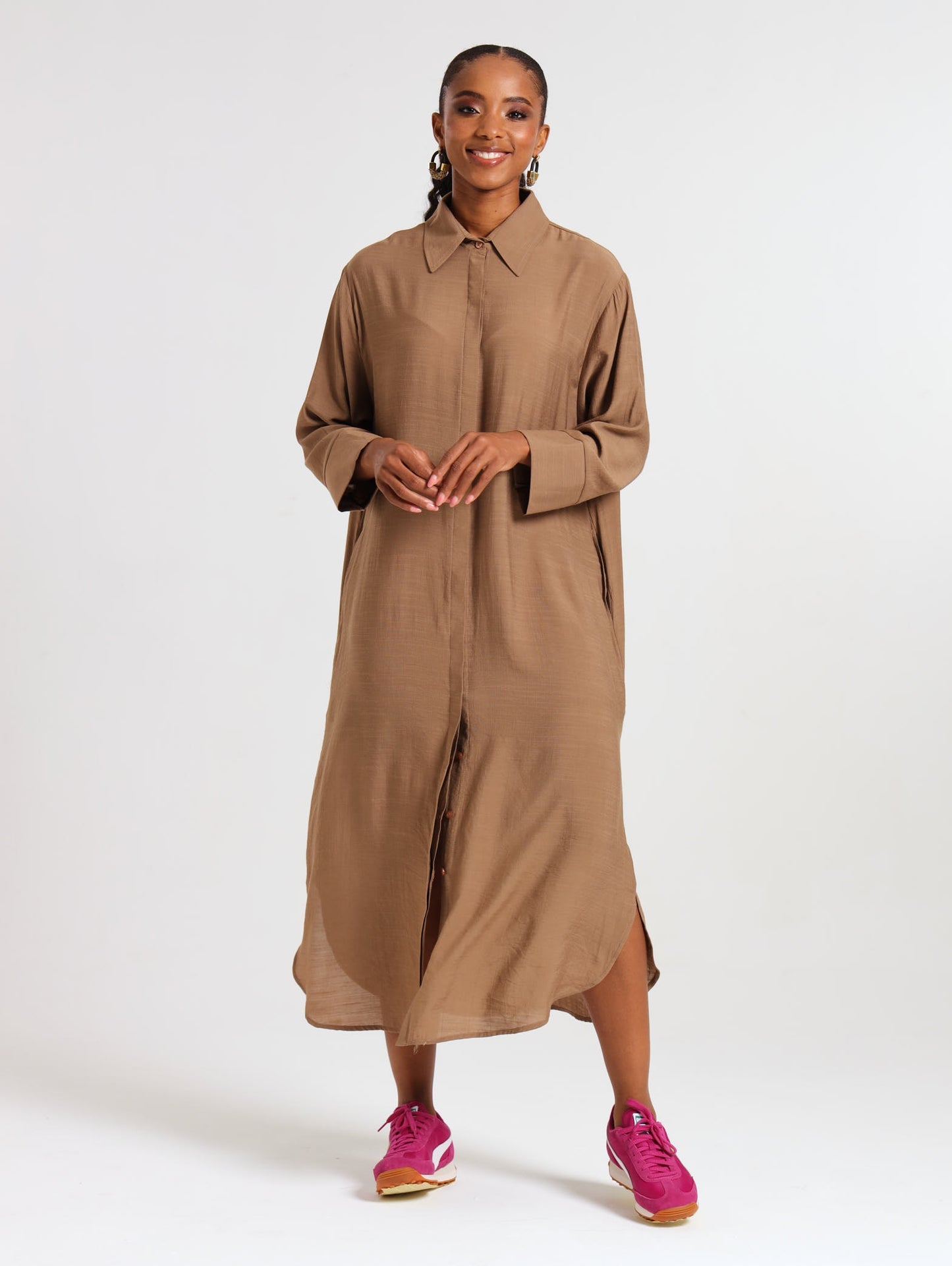 RESORT SHIRTDRESS / MOCCA TENCEL