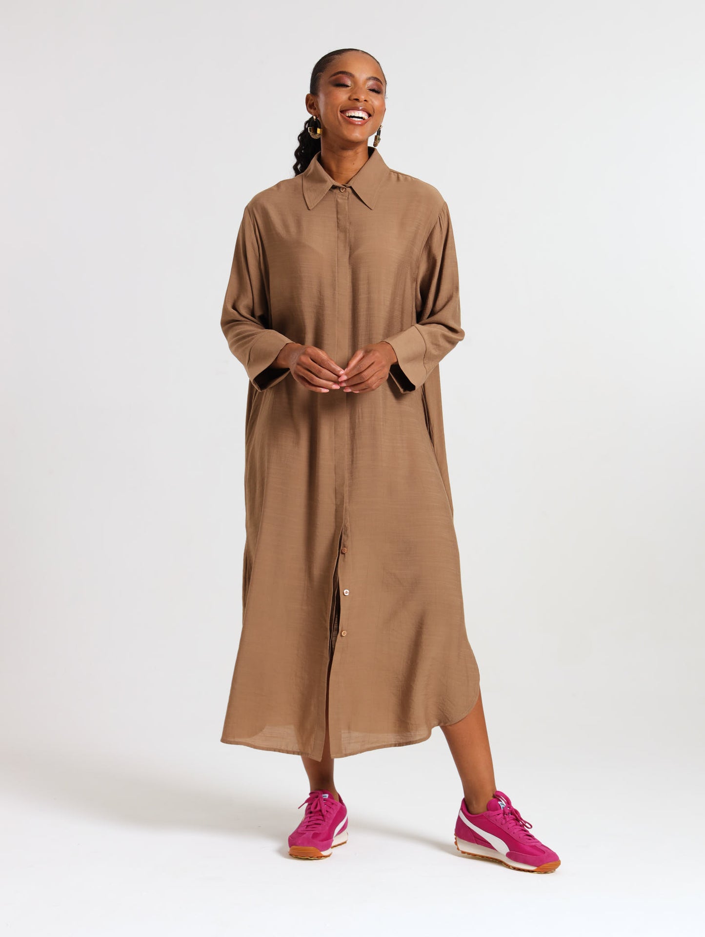 RESORT SHIRTDRESS / MOCCA TENCEL