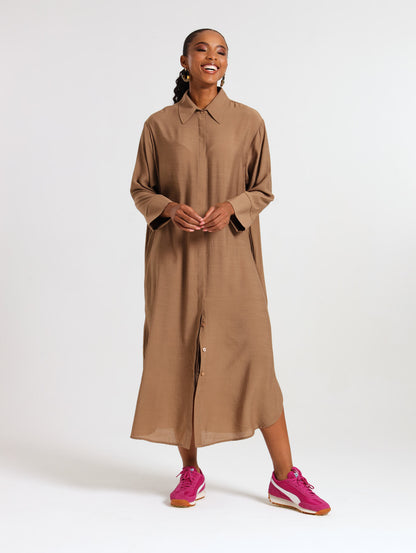 RESORT SHIRTDRESS / MOCCA TENCEL