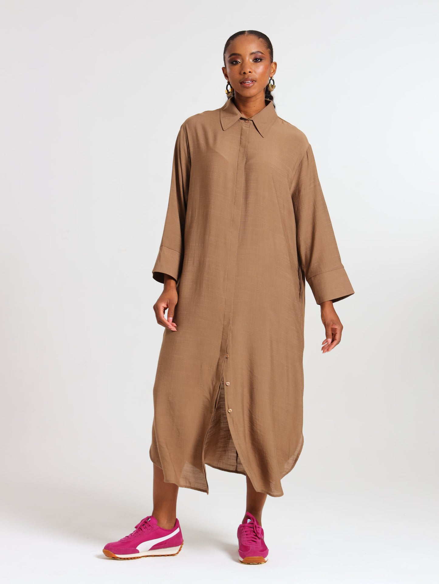 RESORT SHIRTDRESS / MOCCA TENCEL