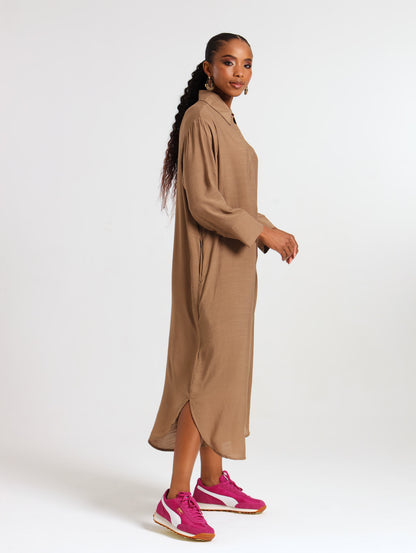 RESORT SHIRTDRESS / MOCCA TENCEL