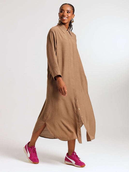 RESORT SHIRTDRESS / MOCCA TENCEL