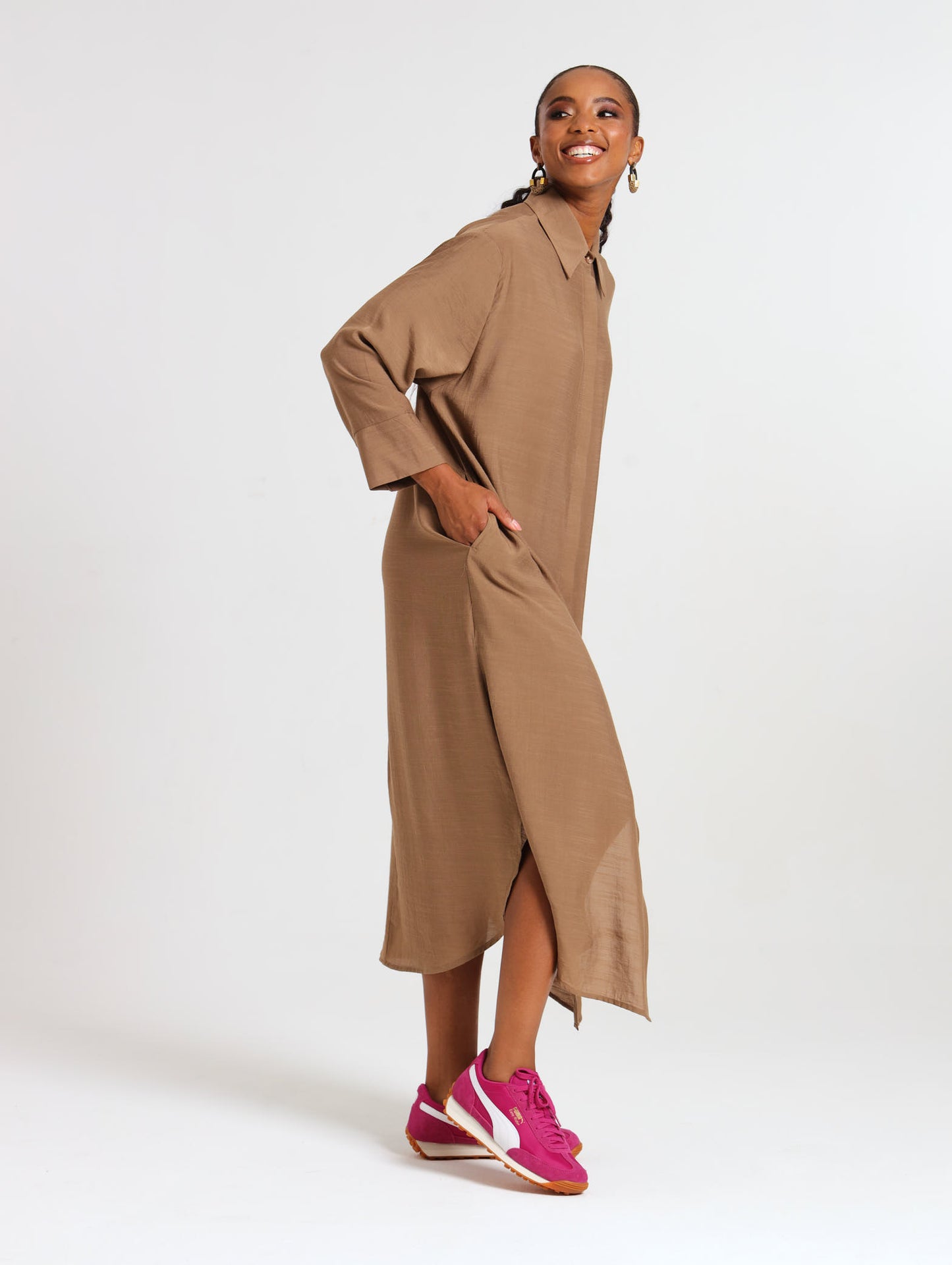 RESORT SHIRTDRESS / MOCCA TENCEL