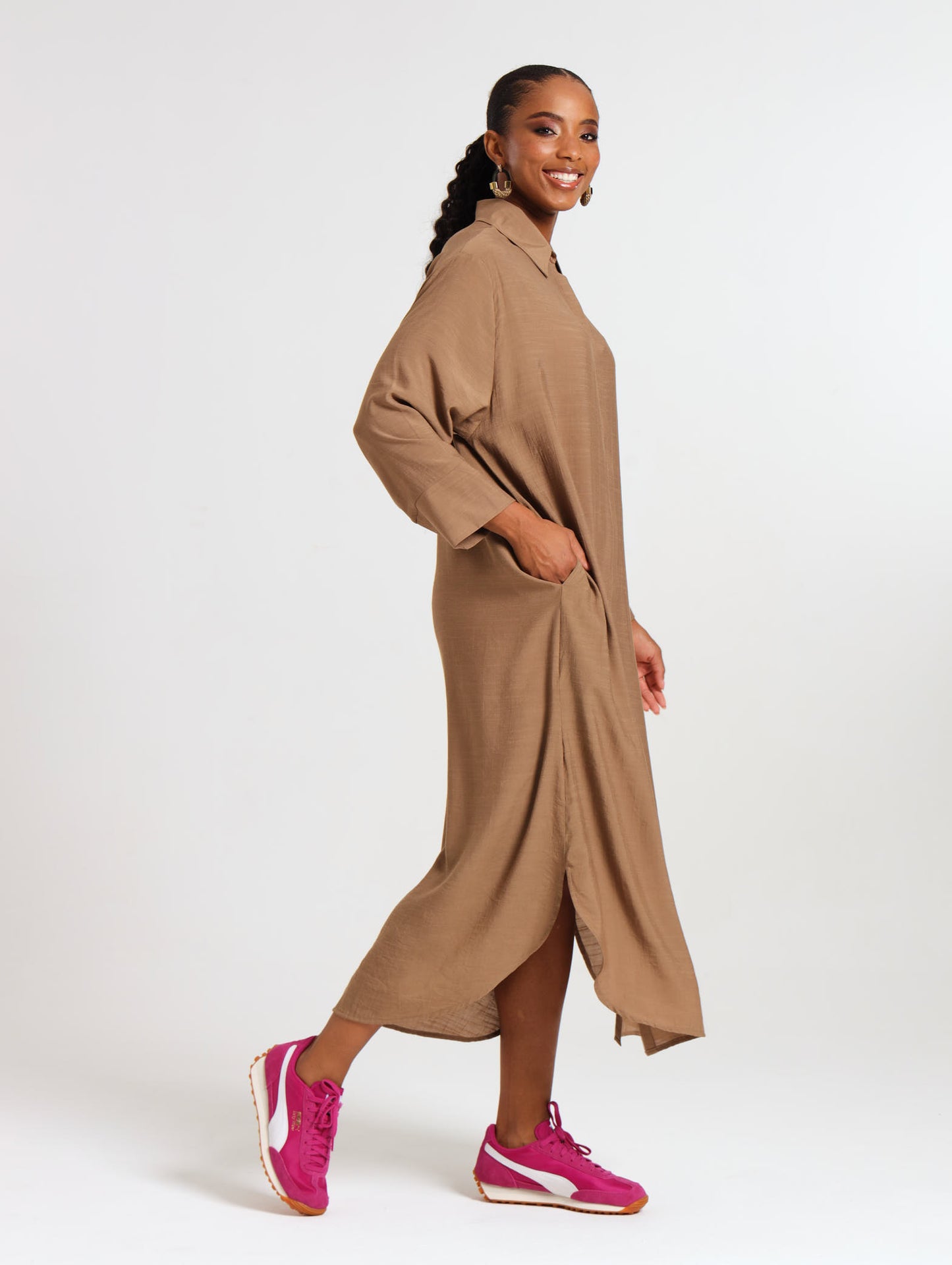 RESORT SHIRTDRESS / MOCCA TENCEL