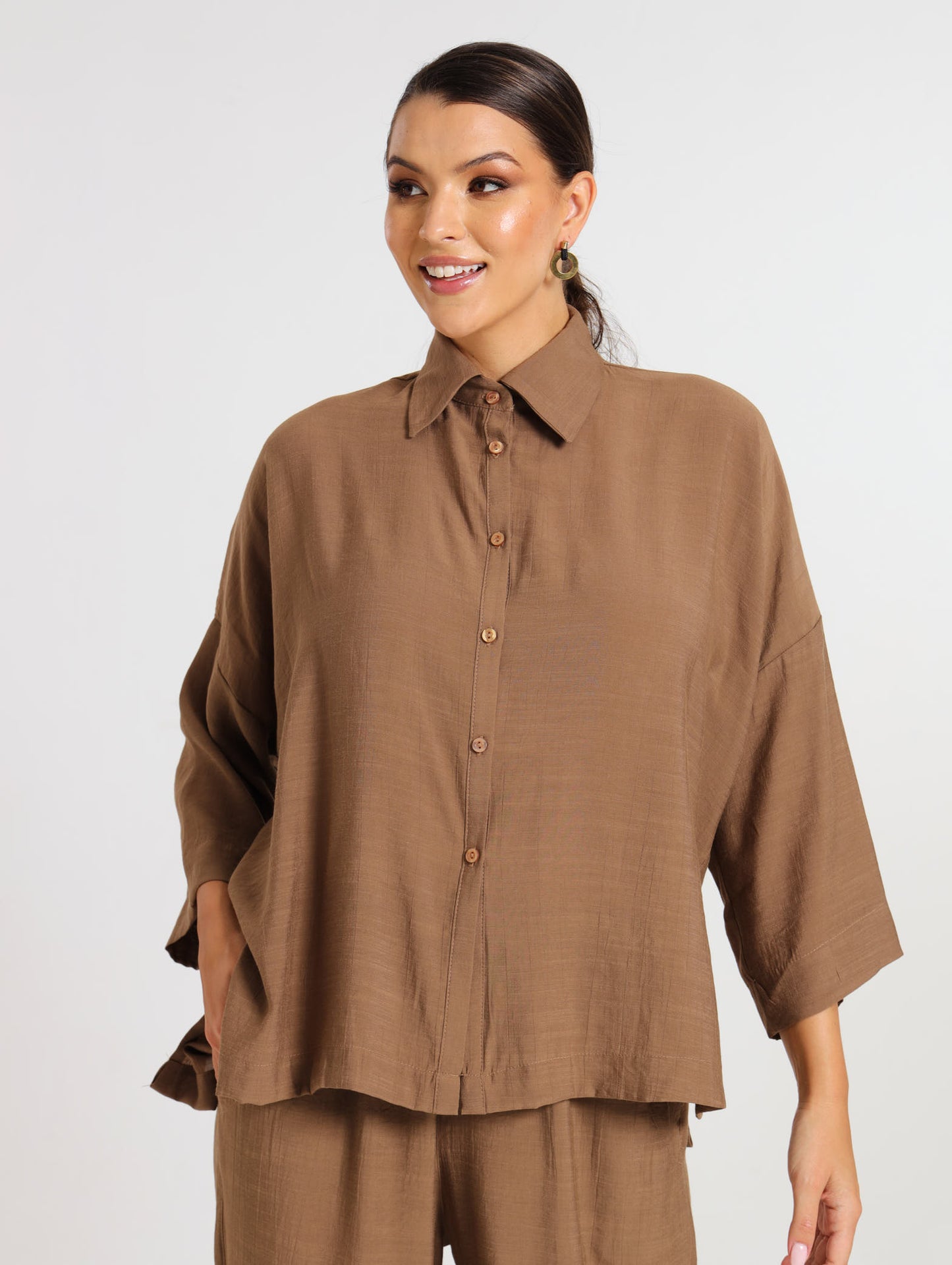 L/S HI-LO TOP / MOCCA TENCEL