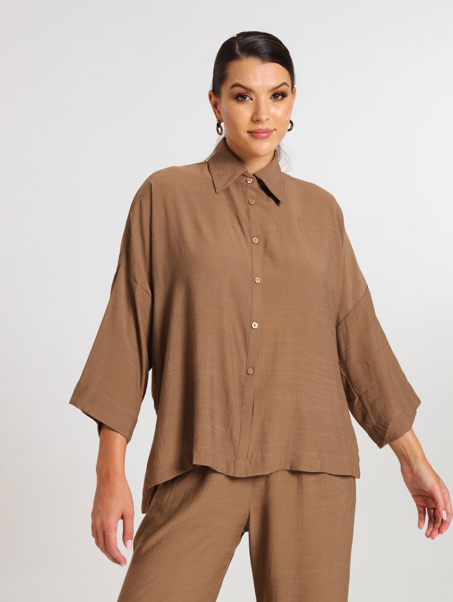 L/S HI-LO TOP / MOCCA TENCEL