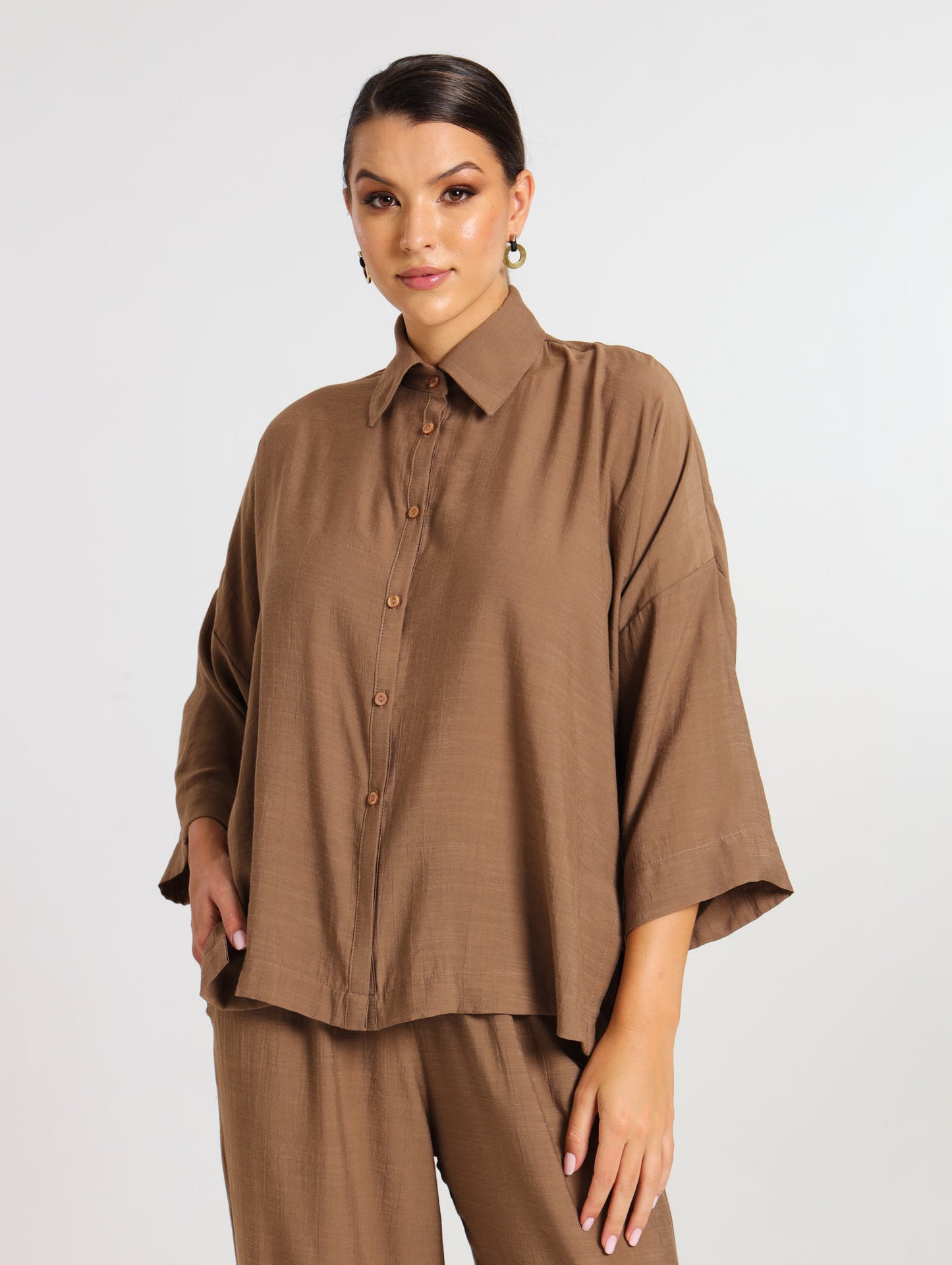 L/S HI-LO TOP / MOCCA TENCEL