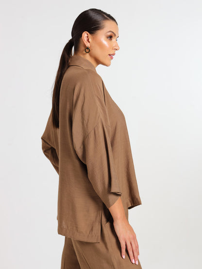 L/S HI-LO TOP / MOCCA TENCEL