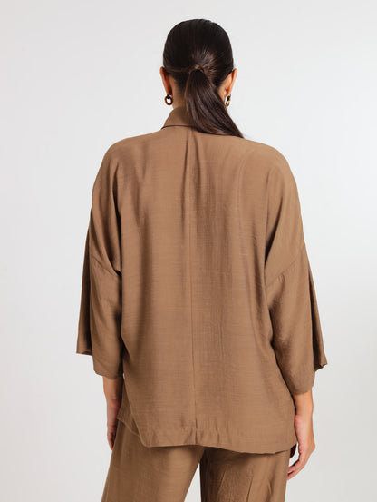 L/S HI-LO TOP / MOCCA TENCEL