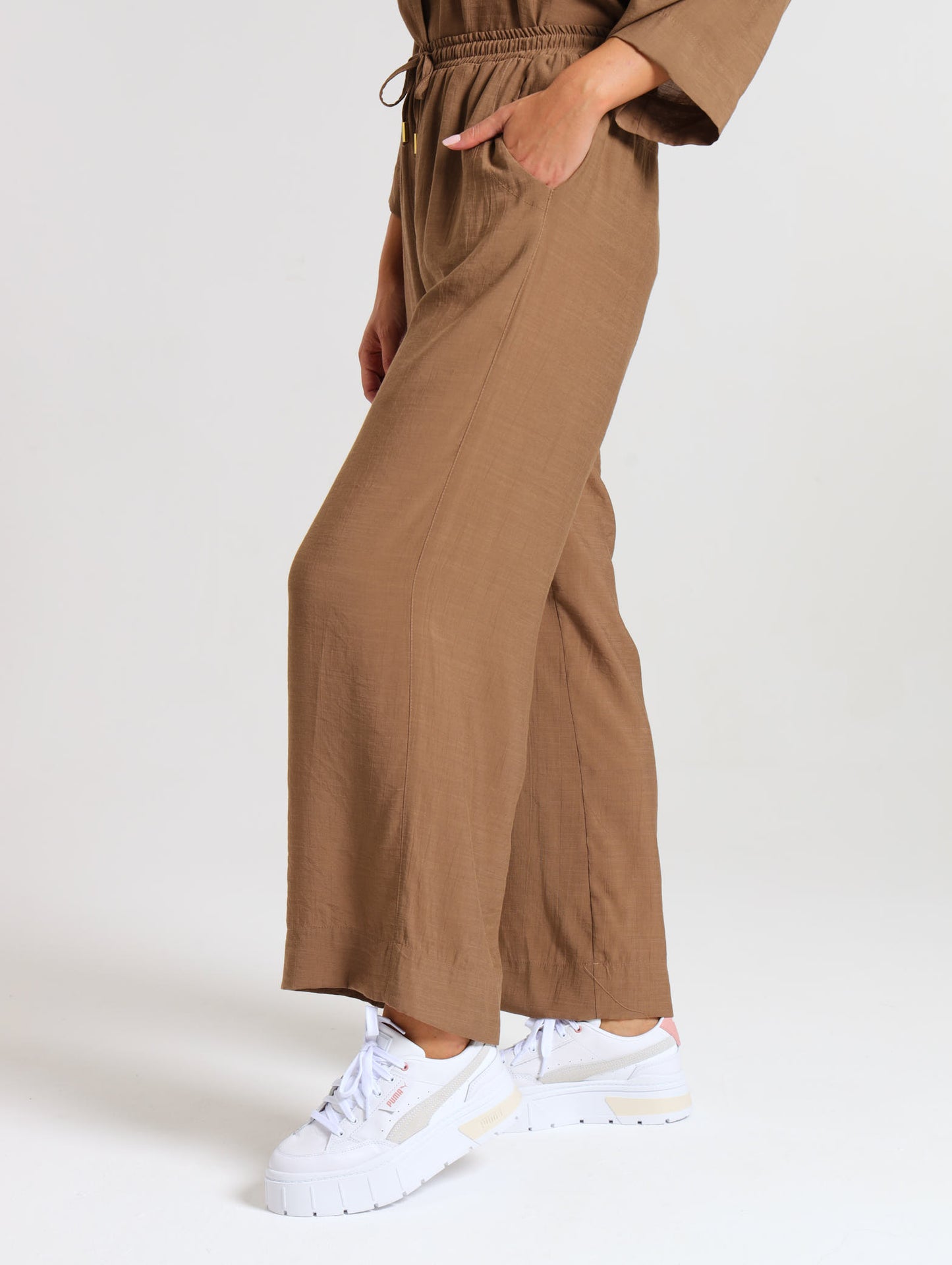 DRAWSTRING PALAZZO / MOCCA TENCEL