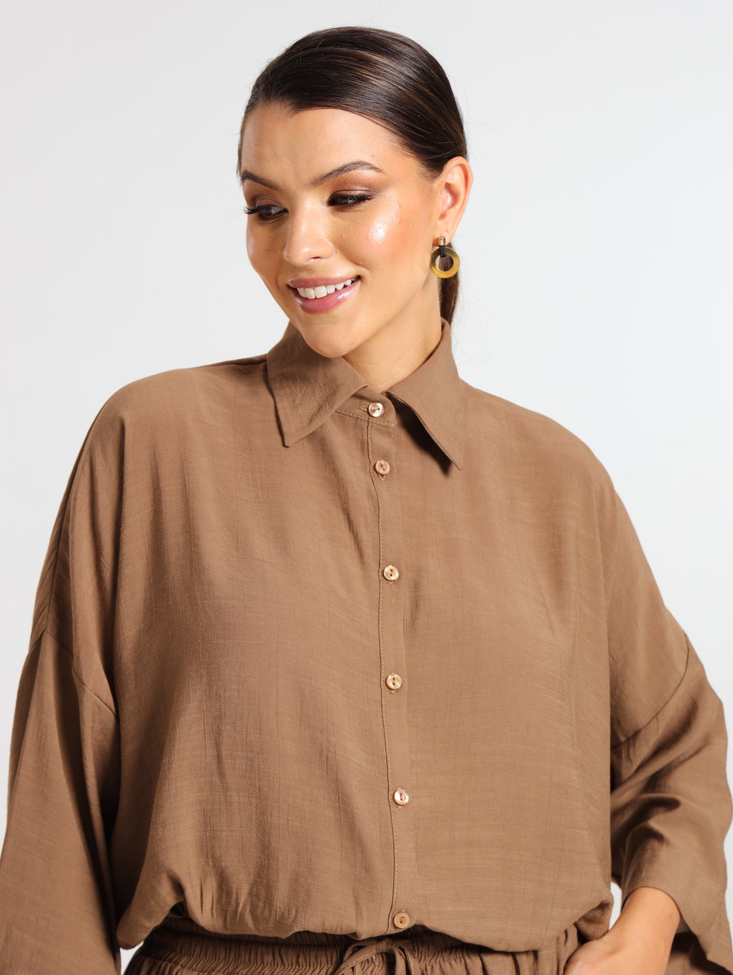 L/S HI-LO TOP / MOCCA TENCEL