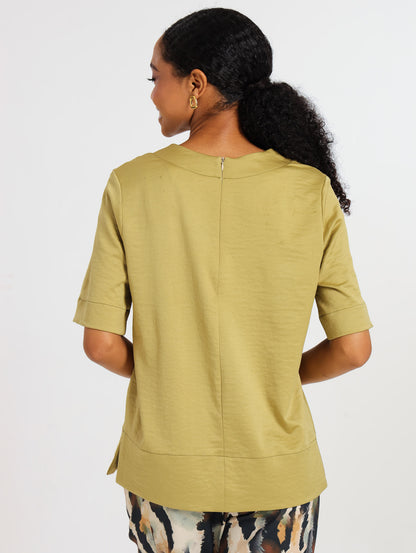 ELEVATED TEE / KHAKI SUEDED SATIN