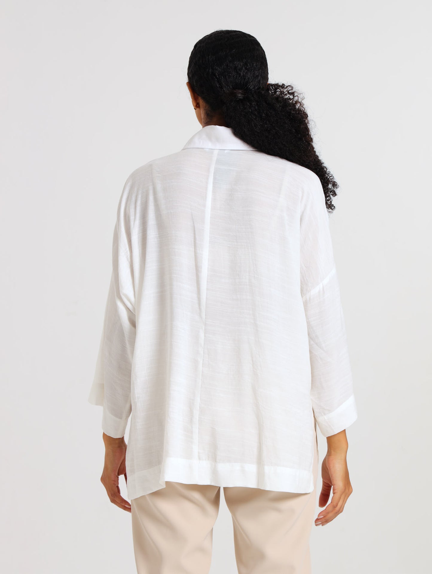 L/S HI-LOW TOP / WHITE TENCEL