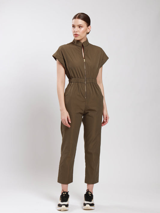 ZIP FRONT OVERALL / OLIVE TWILL