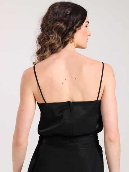 CAMI TOP / BLACK SATIN TWILL