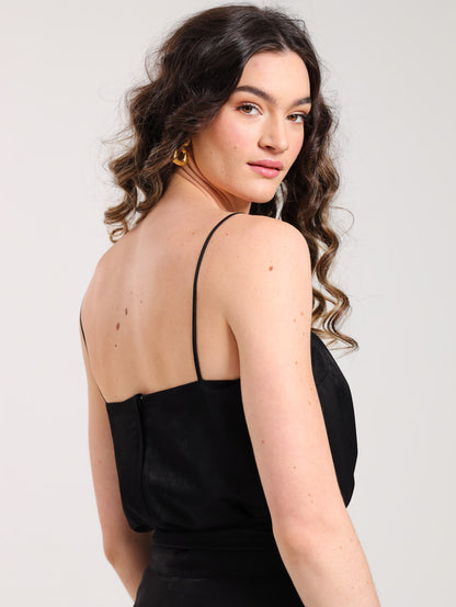 CAMI TOP / BLACK SATIN TWILL