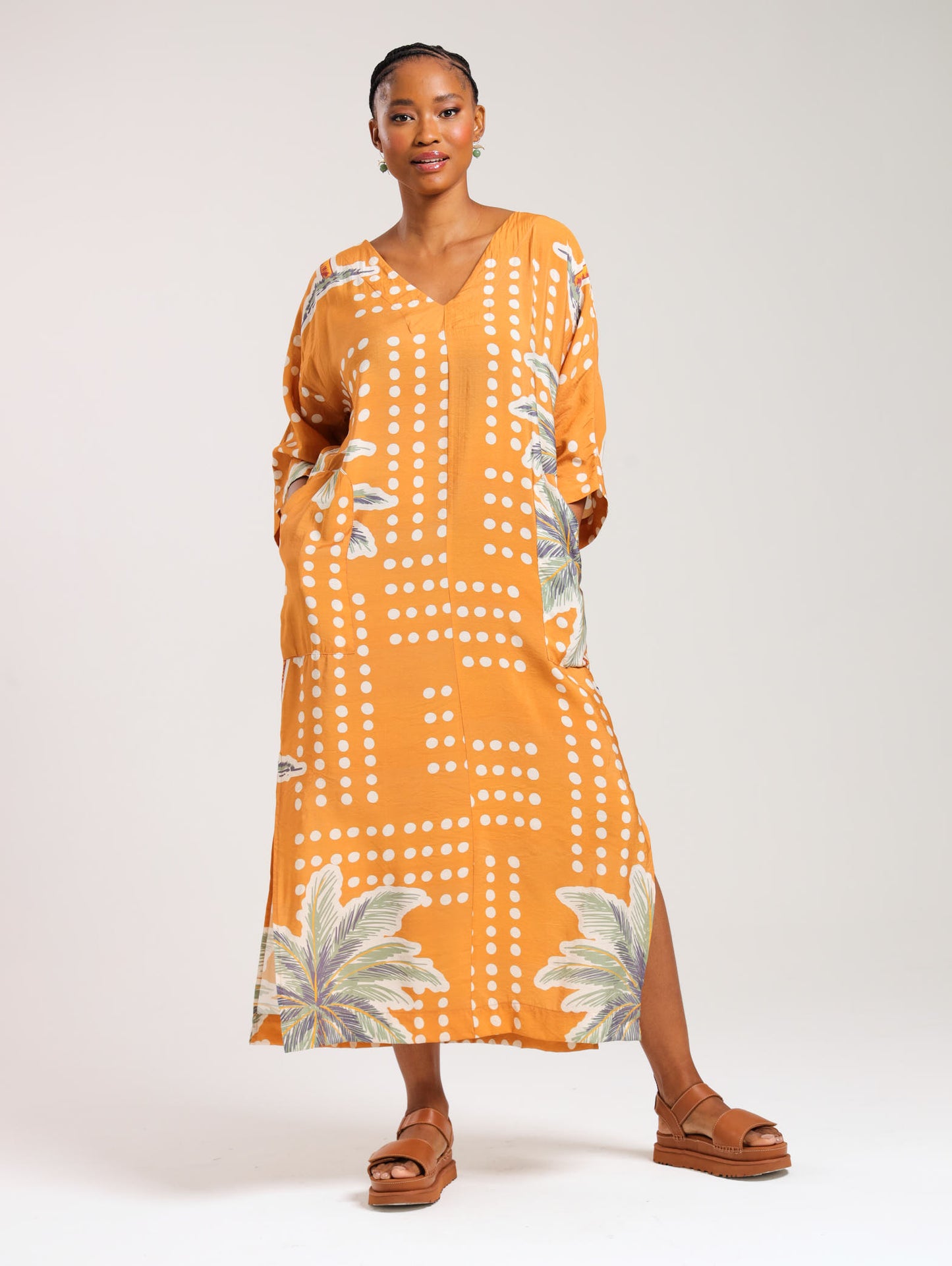 MAXI TUNIC / TERRACOTTA PALMS