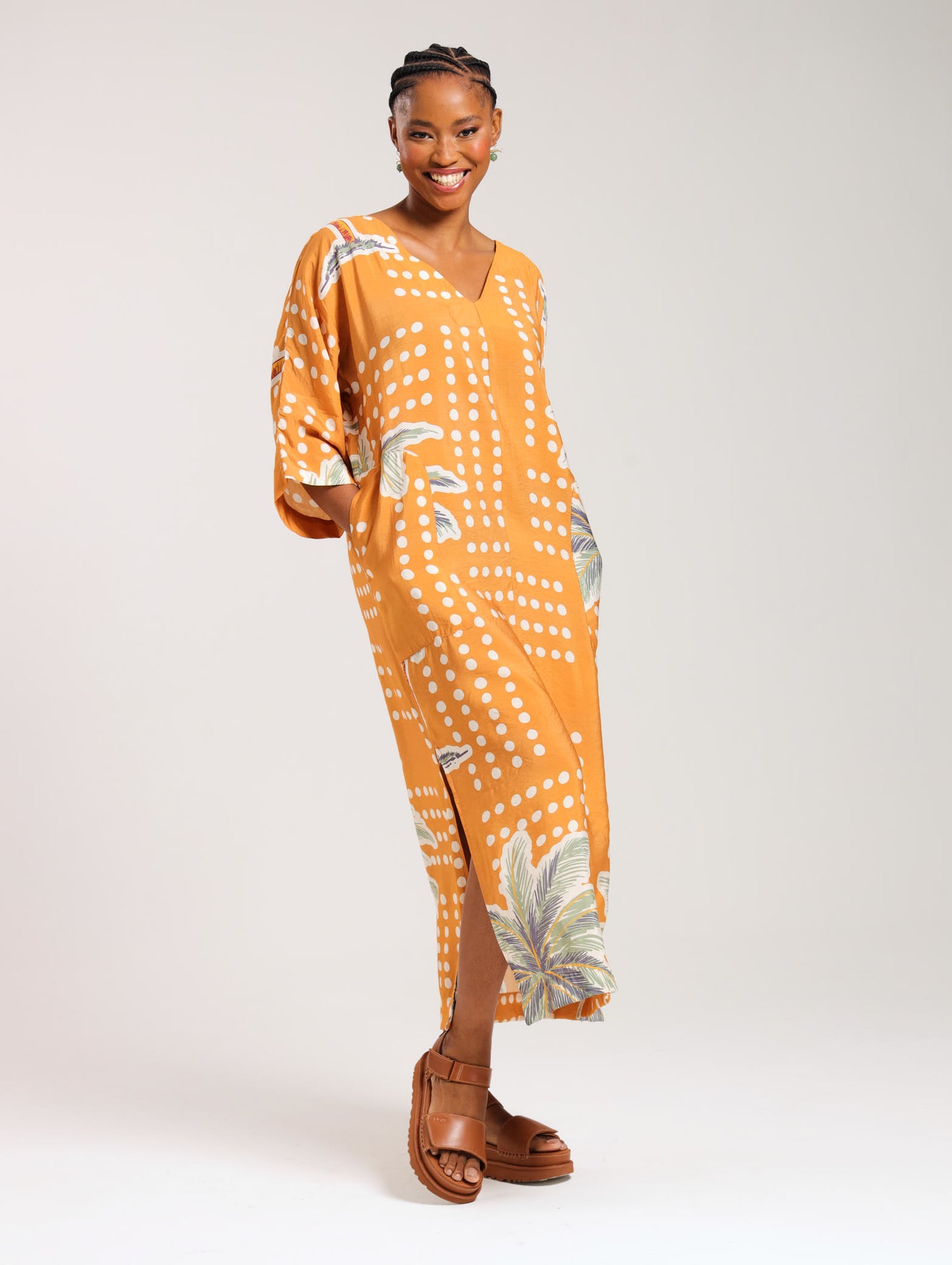 MAXI TUNIC / TERRACOTTA PALMS