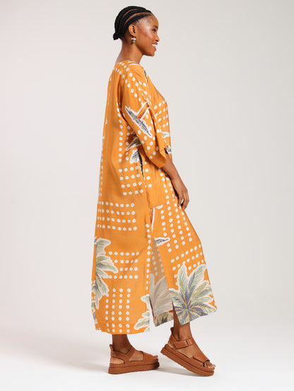 MAXI TUNIC / TERRACOTTA PALMS