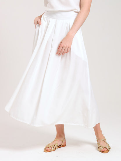 MAXI SKIRT / BONE SATIN TWILL