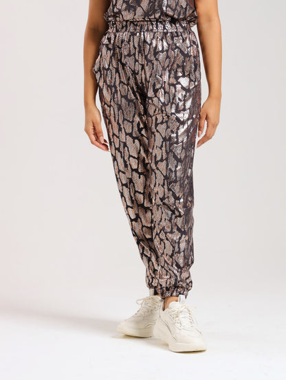 JOGGERS / METALLIC ANIMAL PRINT