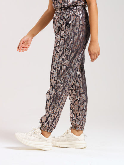 JOGGERS / METALLIC ANIMAL PRINT